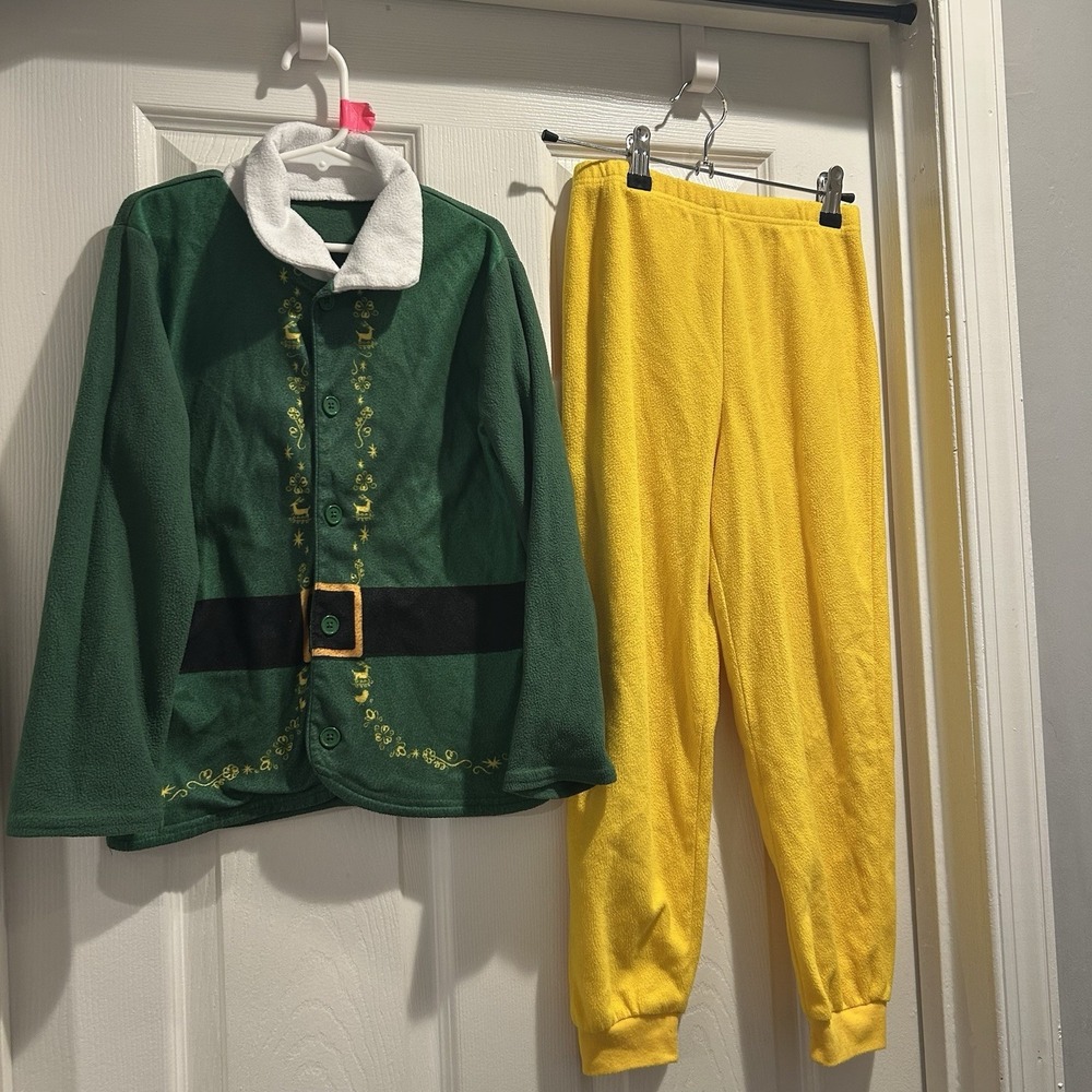 Kids Unisex Holiday Elf Fleece Pajamas 2-Piece Set Size S (6/7)